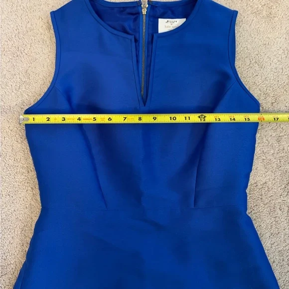Kate Spade Royal Blue A Line Mini Dress V Neck Gold Zipper Women's Size‎ 4 - Picture 10 of 11